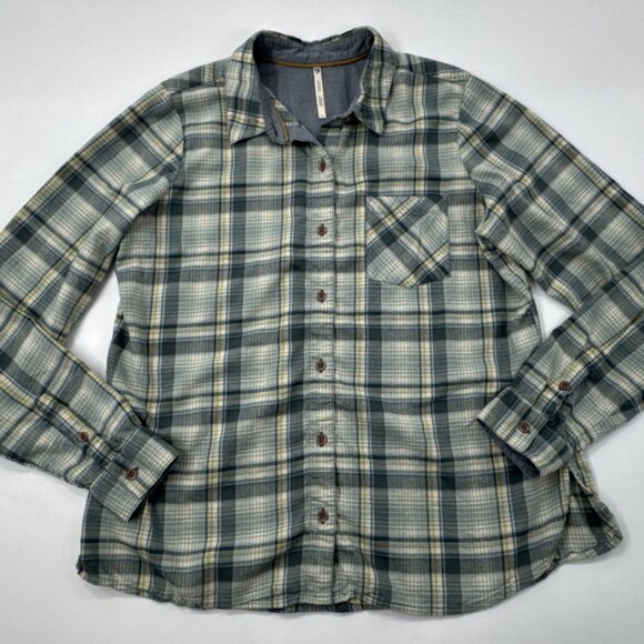 Kuhl Plaid Shirt Womens Large Green Long Sleeve Button Up Hiking Lightweight - Picture 1 of 10